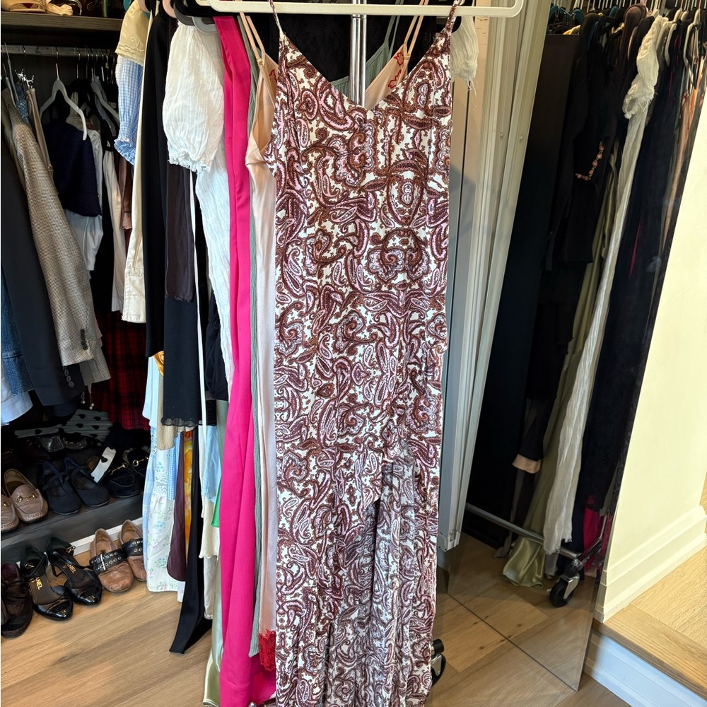 For Love And Lemons Paisley Dress in Pink and Brown